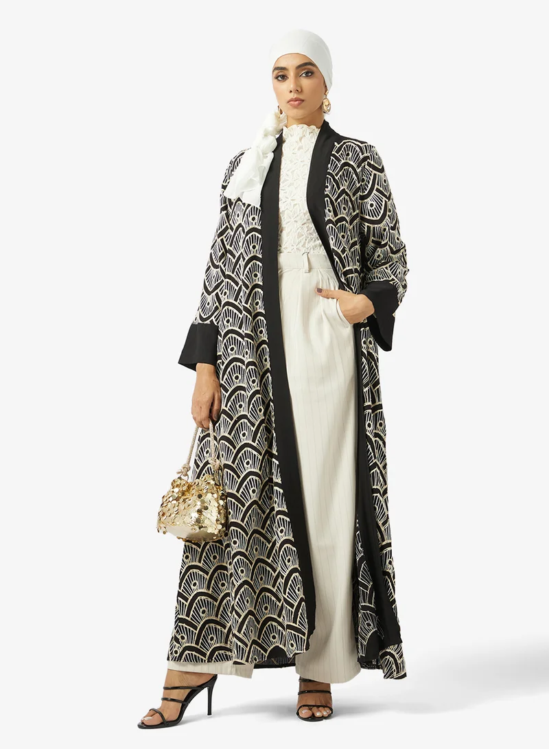 Khizana  Monochrome Printed Abaya for Women | Best Price UAE